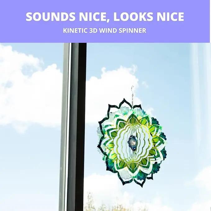 VP Home Emerald Mandala Kinetic Wind Spinner for Yard and Garden Wind Spinner Outdoor Metal Large Hanging Mandala Decor 3D Garden Art Wind Sculpture Spinners Kinetic Art Yard Decor Lawn Ornament by GreenHaven Gardens