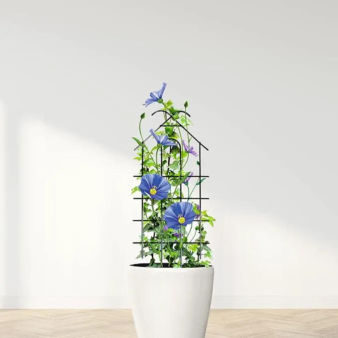 ARIFARO 24'' Metal Garden Trellis for Climbing Plants, Indoor/Outdoor Sturdy Plant Trellis for Potted Plants,House Plants, Climbing Vines, Pack of 4, Black by GreenHaven Gardens