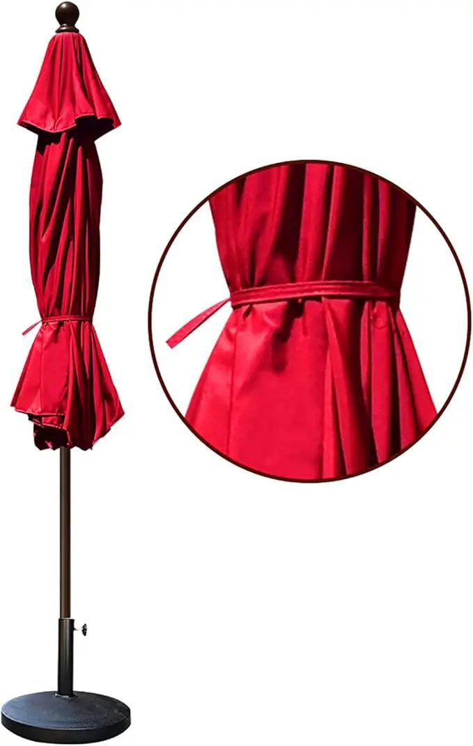 EliteShade USA 10-Year-Non-Fading 9Ft Market Umbrella Patio Umbrella Outdoor Table Umbrella with Ventilation,Logo Red by GreenHaven Gardens