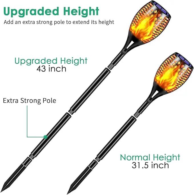 TomCare Solar Lights Upgraded, 43" Waterproof Flickering Flames 96 LED Torches Lights Outdoor Solar Landscape Decoration Lighting Dusk to Dawn Auto On/Off Pathway Lights for Garden Patio Driveway (4) by GreenHaven Gardens