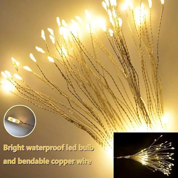 FOOING 4 Pack Firework Lights Led Copper Wire Star String Lights 8 Modes Battery Operated Fairy Lights with Remote,Wedding Decorative Hanging Lights for Party Patio Garden Decoration by GreenHaven Gardens
