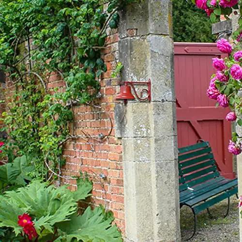 NACH Dinner Bell Outdoor, 8.5 x 5 x 6.5 inch, Antique Red Cast Iron Wall Bell, Decorative Doorbell for Outside by GreenHaven Gardens