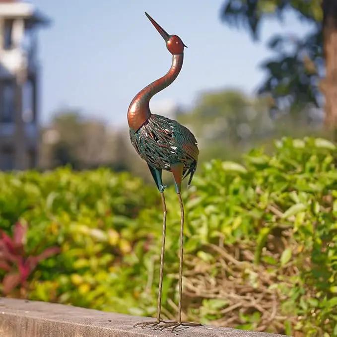 VEWOGARDEN Heron Outdoor Statues Metal Crane Garden Sculptures & Statues for Yard Lawn Patio Pool Outside Decorations, Bronze by GreenHaven Gardens
