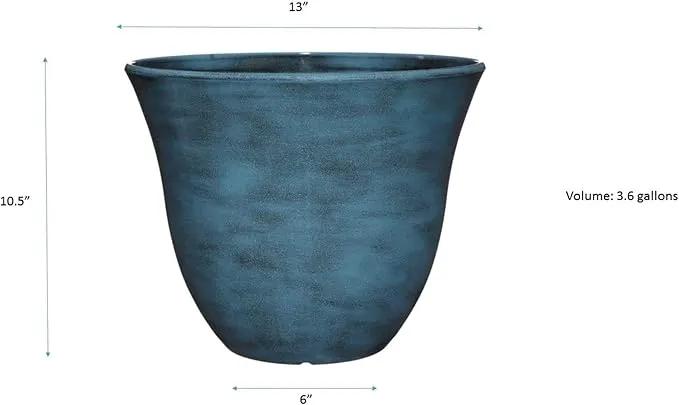 Classic Home and Garden Honeysuckle Resin Flower Pot Planter, Blue Jean, 13" by GreenHaven Gardens
