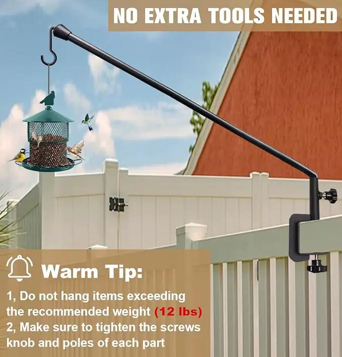 38 Inch Extended Reach Deck Hook Hanger for Railing, Heavy Duty Outdoor Plant Hook Holder for Hanging Bird Feeder Flower Basket Planter or Lanterns, 2 Packs by GreenHaven Gardens