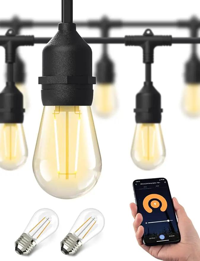 XMCOSY+ Smart Outdoor String Lights, 98Ft LED Patio Lights Waterproof IP65, App Control, Compatible with Alexa, Dimmable Edison Bulbs Outdoor Light for Yard Porch Bistro Outside by GreenHaven Gardens