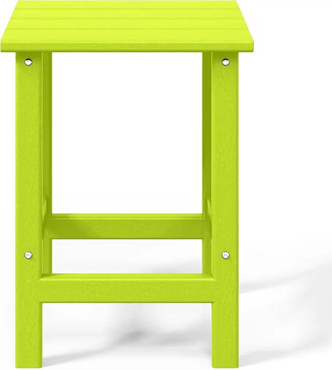 WO Home Furniture Adirondack Chairs Table Set of 3 PCS Outdoor Folding Chairs Side End Table Weather/UV Resistant for Lawn, Garden, Bon Fire, Balcony (Lime) by GreenHaven Gardens