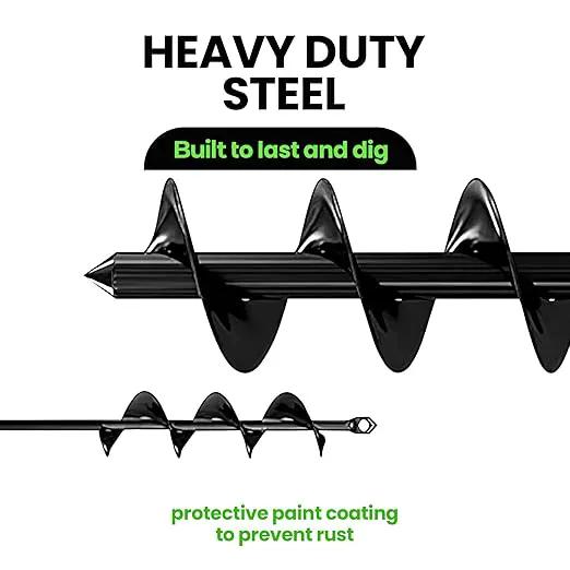 K-Brands Auger Drill Bit for Planting 2 Pack 1.6 x 16 Inch & 3.5 x 16 Inch Set – Garden Spiral Hole and Bulb Planter Tool for Umbrella Holes - Compatible with 3/8 Inch Hex Drive by GreenHaven Gardens