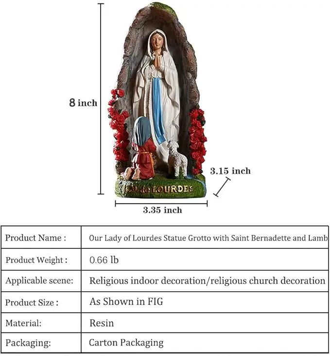Our Lady of Lourdes Statue - 8" Resin Figurine - Saint Bernadette and Mary Statue, Sculpture with Hand-Painting - Ideal Religious Gift for Baptisms, Communions, Confirmations, Weddings, and Holidays by GreenHaven Gardens