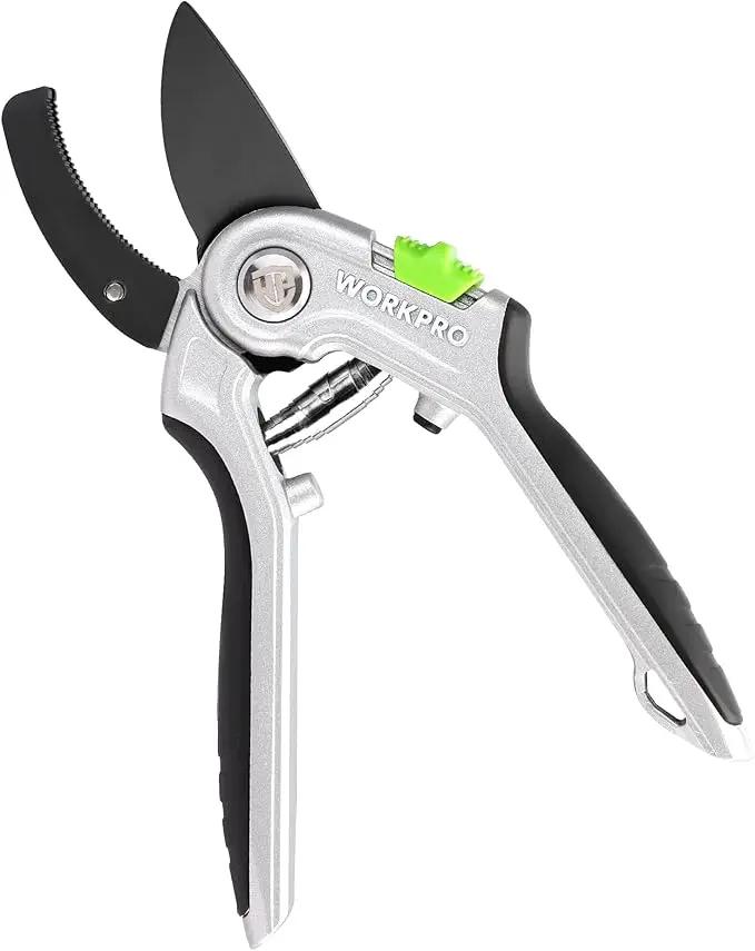 WORKPRO Garden Anvil Pruning Shears, 8" Pruning Scissors Heavy Duty with Ergonomically Design Handle, Labor-Saving Garden Clippers Hand Tools for Thick Dry branches and Dead Plants by GreenHaven Gardens