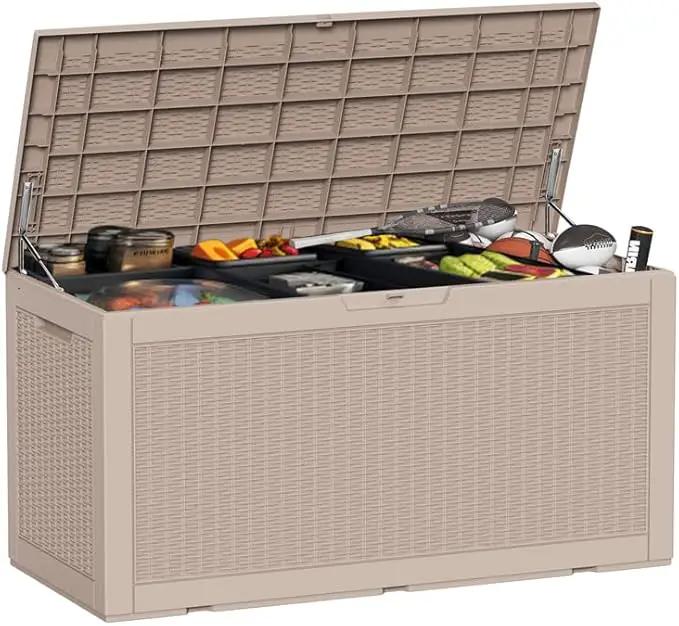 DRATO 100 Gallon Large Deck Box, Outdoor Storage Box for Patio Furniture, Patio Cushions, Gardening Tools, Pool Supplies,660lbs Weight Capacity,Waterproof Resin Storage Boxes by GreenHaven Gardens