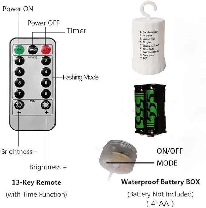 220 LED Firefly Bunch Lights Battery Operated, 8 Flashing Modes Waterproof Copper Wire Waterfall Lights, Remote Controlled Timer and Hooks, Fairy Lights for Indoor Outdoor Decor (Warm White) by GreenHaven Gardens