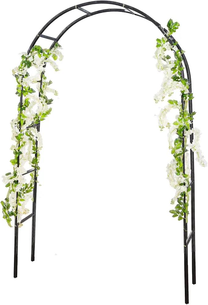 RUBFAC Metal Garden Arch, Wedding & Event Decoration, Garden Trellis for Climbing Plants, Assemble Freely 2 Sizes for Various Climbing Plant Roses Vines Bridal Party Decoration, Black, 1 Pack by GreenHaven Gardens