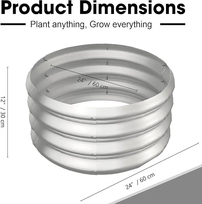 2x2x1ft Round Galvanized Raised Garden Bed Outdoor Metal Planter Box Raised Beds for Gardening,Vegetables,Fruits,Flowers & Herbs (Silver) by GreenHaven Gardens