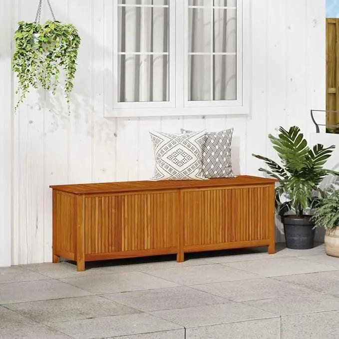 vidaXL Outdoor Storage Box, [Load Capacity Gallon] Deck Box with Gas-Lift Lid, Storage Chest with Water-Resistant Zippered Bag Inside, 68.9''x19.7''x22.8'', Solid Acacia Wood by GreenHaven Gardens