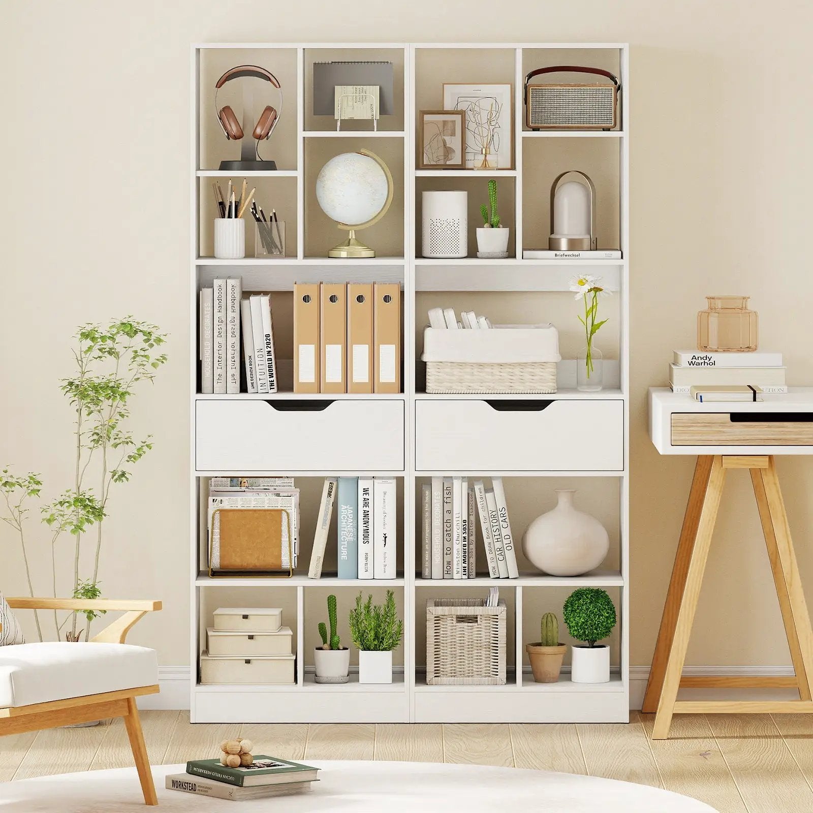 61inch Tall Freestanding Bookcase with Drawer 8-Cube Storage Organizer by DirectDeals