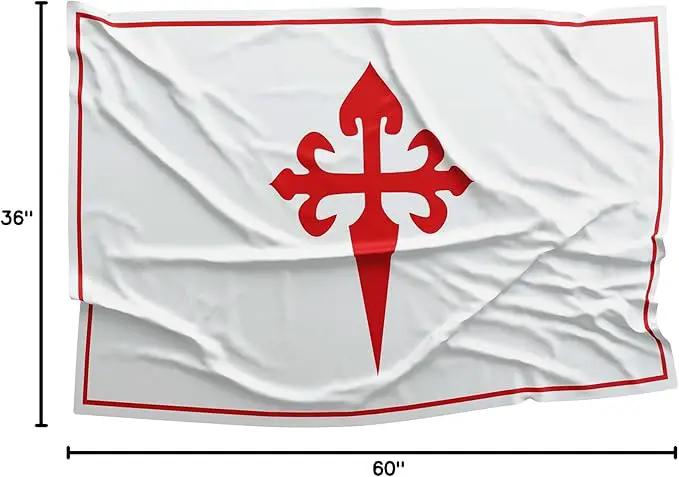 Apedes BANDERA DE LA ORDEN DE SANTIAGO Ordre de Santiago Militaire De Saint Jacques De L'Epee 3x5 feet Flag Banner Vivid Color Double Stitched Brass Grommets by GreenHaven Gardens