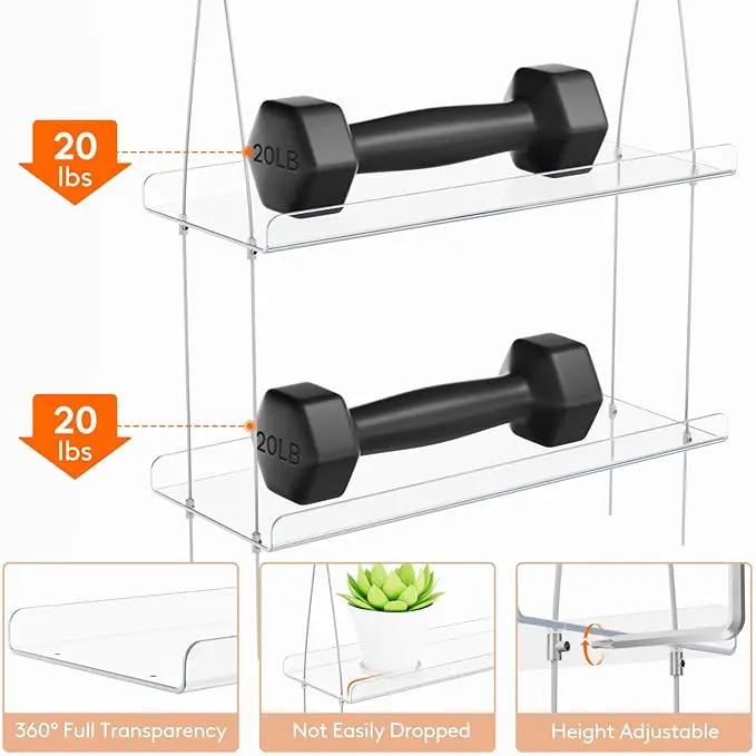 Lifewit 2-Tier Window Plant Shelves 15 inch, Acrylic Adjustable Hanging Floating Shelf, Window Sill Extender for Indoor Succulent Plants, Micro Greens, Seed Starter Pots, Herb Planters by GreenHaven Gardens