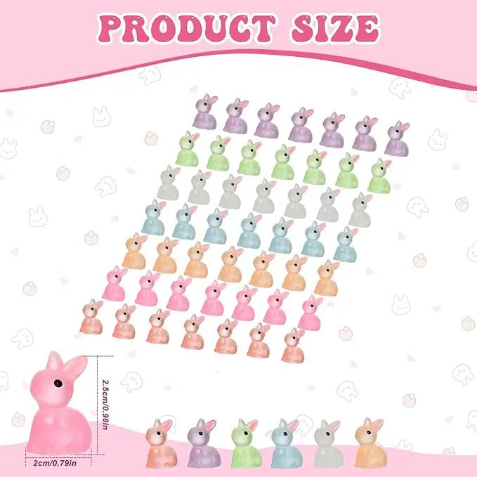 140Pcs Mini Resin Luminous Bunnies Glow in Dark Resin Rabbit Figures for Fairy Garden Luminous Mini Portrait Fairy Garden DIY Christmas Party Ornament Accessories Charms Party Favors by GreenHaven Gardens