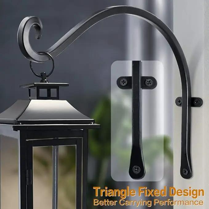 Hanging Plant Brackets Outdoor: 12-Inch Hanging Plant Hangers Wall Hooks - Wall Mount Brackets for Bird Feeder Flower Baskets Black by GreenHaven Gardens