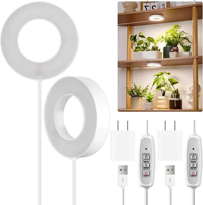 LORDEM Grow Light for Indoor Plants, 48 LEDs Ceiling Full Spectrum Plant Light, 5V Corded Growing Lamp with 4/8/12H Auto Switch, 4 Dimmable Brightness Levels, Single-Head, 2 Pack by GreenHaven Gardens
