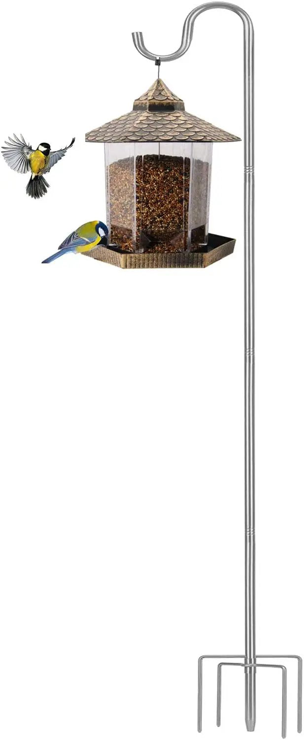 Shepherds Hook for Outdoor, 78 Inch Tall & 5/8 Inch Diameter Stainless Steel Heavy Duty Poles to Hang Outdoor Lights with 5 Prongs Base, Suitable for Bird Feeders or Wedding Decors(1pack) by GreenHaven Gardens