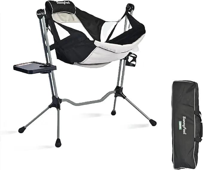 SUNNYFEEL Hammock Camping Chair, Oversized Swinging Camping Chair, Portable Hammock Chairs with Cup Holder, Beach Mat, MAX 300lbs Heavy Duty for Outdoor Travel Lawn Backyard Beach (Black) by GreenHaven Gardens