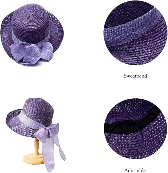 Cyiecw Women Floppy Sun Hats Fashionable Summer Wide Brim Cap BeachStraw Hat UV UPF50 Travel Packable Cotton