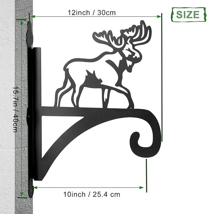 ATKKE Hanging Plant Bracket Hangers Indoor Iron Wall Mount,11” Moose Silhouette Ornamental Iron Hangers Hookers for Flower Pot Lantern Bird Feeder Wind Chimes by GreenHaven Gardens