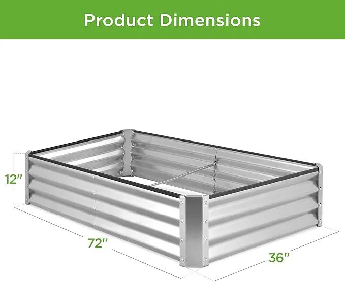 Best Choice Products 6x3x1ft Outdoor Metal Raised Garden Bed Box Vegetable Planter for Vegetables, Flowers, Herbs, and Succulents - Silver by GreenHaven Gardens
