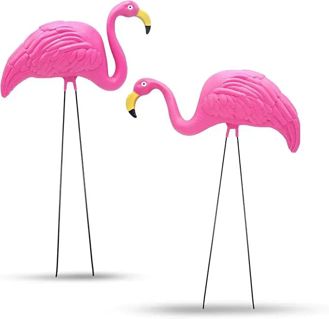 4E's Novelty 2 Pink Flamingos Yard Decorations - Large 23" Flamingos Yard Ornaments - Pink Flamingos for Yard Sculptures & Statues - Lawn Flamingos Outdoor Garden Decor, Weather Resistant by GreenHaven Gardens