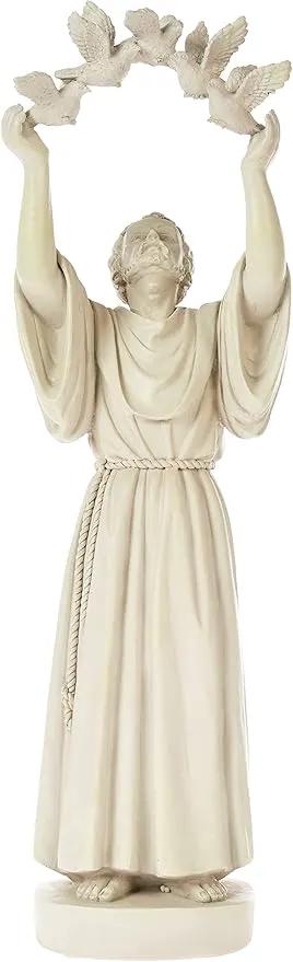 Design Toscano Francis of Assisi Doves of Peace Religious Garden Statue, 7 inches wide, 25 inches tall, Cast Stone Resin, Antique Stone Finish by GreenHaven Gardens
