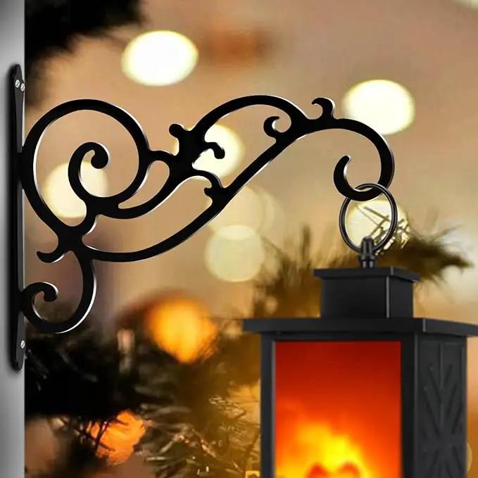GSY 2 Pcs Hanging Plant Bracket 12-Inch,Wall Hook Hanging Plant Brackets,Black Iron Plants Indoor/Outdoor Planter Hangers Hooks,for Hanging Lanterns,Bird Feeders,Wind Chimes,Planters by GreenHaven Gardens