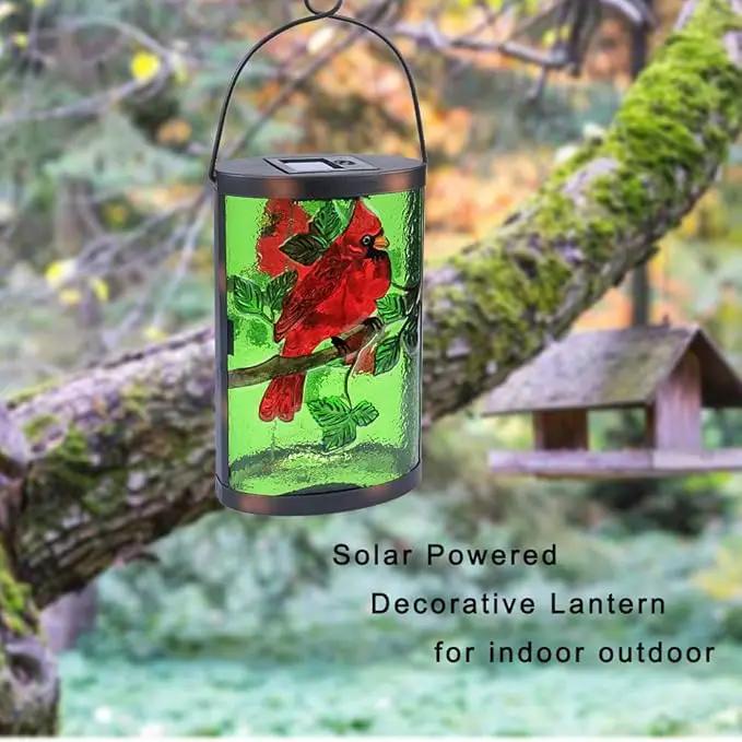 Hanging Solar Lantern Outdoor Decorative Waterproof LED Solar Cardinal Lights Tabletop Lamp for Outdoor Patio Garden by GreenHaven Gardens