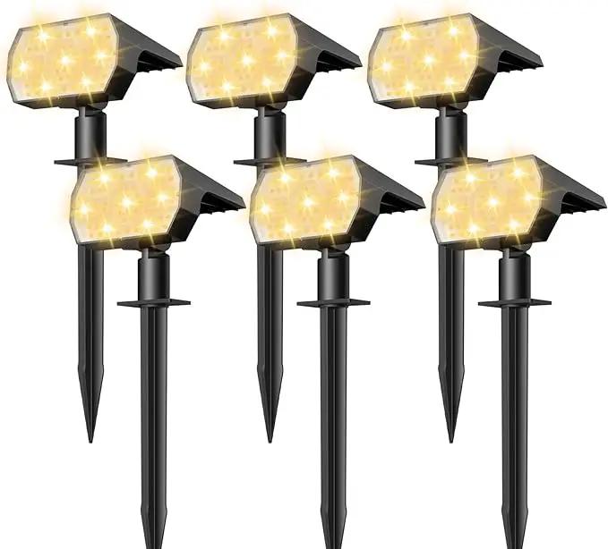 NYMPHY Solar Lights Outdoor Waterproof IP68, 56 LED 3 Lighting Modes Solar Powered Garden Yard Spot Solar Lights for Christmas Outside Landscape- 6 Pack (Warm White) by GreenHaven Gardens