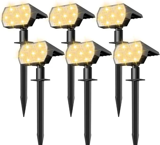 NYMPHY Solar Lights Outdoor Waterproof IP68, 56 LED 3 Lighting Modes Solar Powered Garden Yard Spot Solar Lights for Christmas Outside Landscape- 6 Pack (Warm White) by GreenHaven Gardens