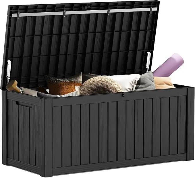 Mars Villa 119 Gallon Outdoor Storage Box Waterproof, Large Resin Deck Box for Pool Supplies Storage, Outdoor Patio Furniture Cushions, with Hydraulic Hinge, UV-Resistant and Weatherproof, Black by GreenHaven Gardens
