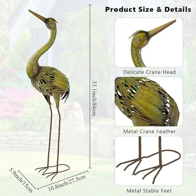 VEWOGARDEN Heron Outdoor Statues Metal Crane Garden Sculptures & Statues for Yard Lawn Patio Pool Outside Decorations, Green by GreenHaven Gardens