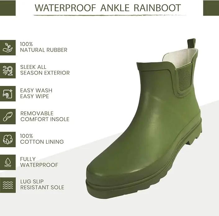 NORTY - Womens Ankle Rain Boots - Ladies Waterproof Winter Spring Garden Boot runs ½ size large by GreenHaven Gardens