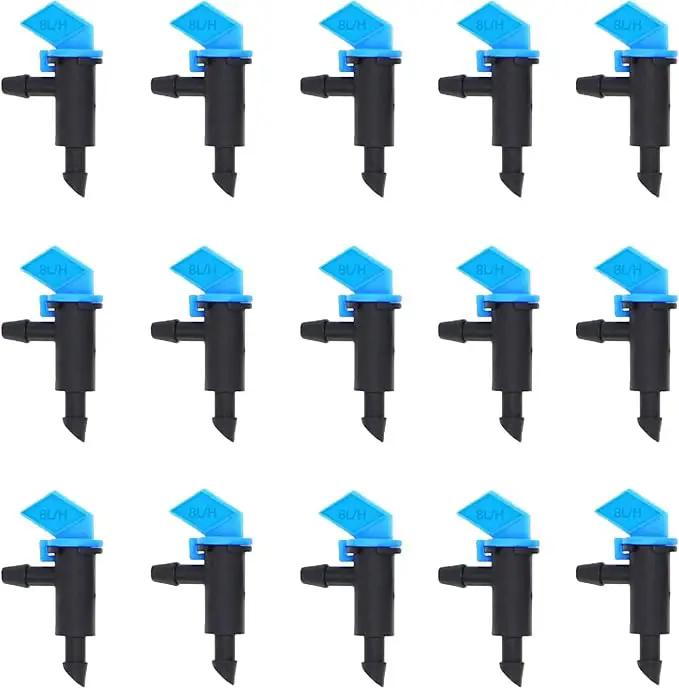 Lxcom Lighting 100 Pack 2 GPH Flag Dripper Emitter Drip Emitters 8L/H Irrigation Emitter Sprinkler Drippers System Parts Connect 4mm/7mm Hose for Lawn Vegetables Garden (Blue) by GreenHaven Gardens