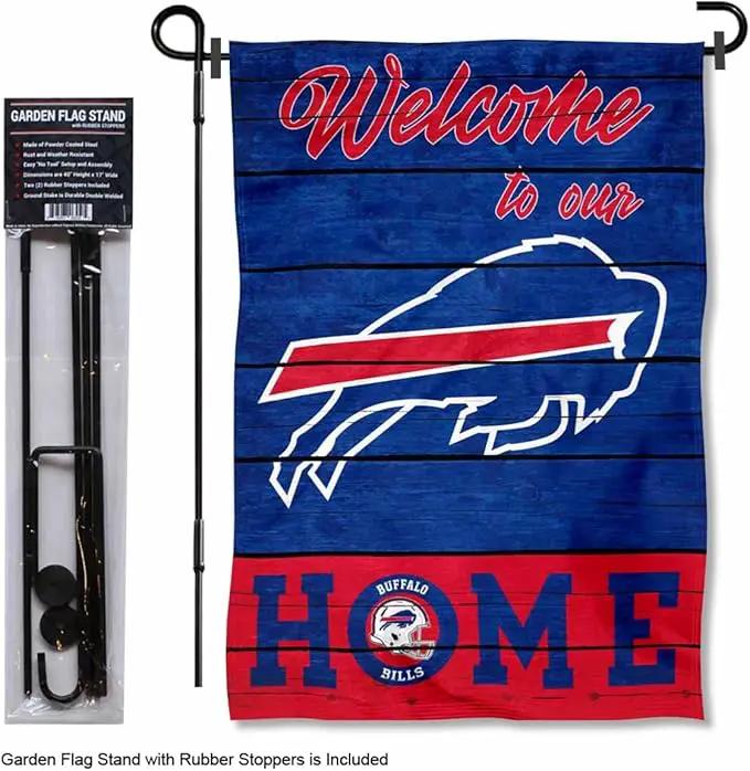 WinCraft Buffalo Bills Welcome to Our Home Garden Flag and Flagpole Mount by GreenHaven Gardens