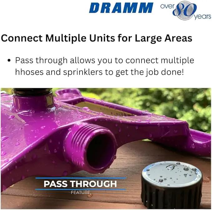 Dramm ColorStorm Gear Drive Sprinkler on Heavy Duty,Durable Metal Base, 4 Patterns, Ideal for Small, Medium & Large Areas with Pass Through Feature, Yellow, 40 Foot Diameter by GreenHaven Gardens