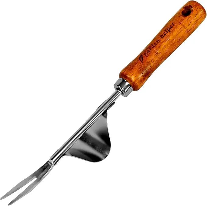 Weed Puller Heavy Duty Japanese Steel with Wood Handle, Hand Weeding Tool, Manual Weeder for Garden, Quick and Easy Weed Pull Tool, Made in Japan, Silver by GreenHaven Gardens