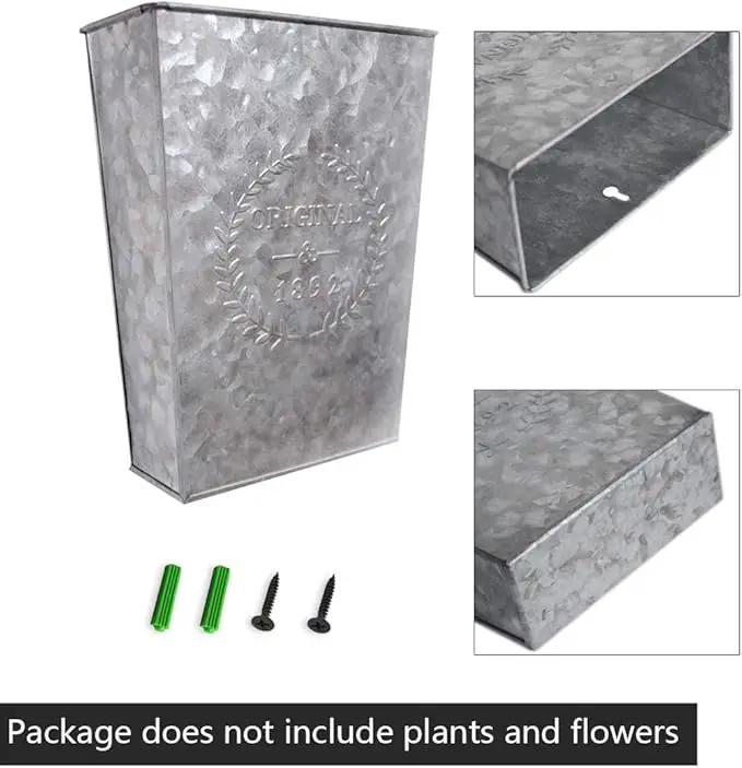 LESEN Galvanized Metal Wall Planter,Farmhouse Wall Decor Hanging Wall Vase Pocket Planters Flowers Holder Country Rustic Home Wall Decor,Set of 2 by GreenHaven Gardens