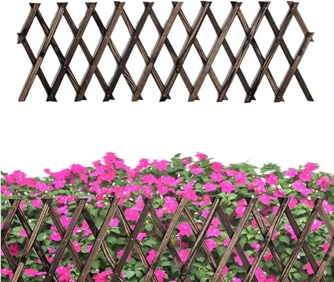 Expandable Garden Trellis, 12" x 75" Wooden Lattice Fence Wall Panel Stretchable Decorative Fences Lattice Trellis for Climbing Plants Outdoor Ivy Vine Rose Clematis Garden Patio Room Decor (1) by GreenHaven Gardens