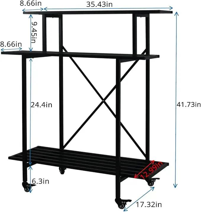 Zhongma 3 Tier Sturdy Plant Stand with Wheels, Heavy Duty Plant Holder for Home Indoor and Outdoor, L35.43 xW17.32 x H41.73 inch by GreenHaven Gardens
