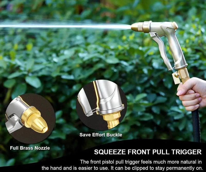ESOW Heavy Duty Metal Garden Hose Nozzle, High Pressure Water Hose Nozzle with 4 Spray Patterns Rotating, Ideal for Outdoor Lawn & Garden Watering, Car & Pet Washing, Silver by GreenHaven Gardens