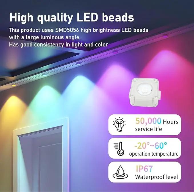 50ft Permanent Outdoor Lights for House, IP67 Waterproof RGB+IC LED Eaves Lights, 54 Scene Modes Outdoor Lighting for Christmas Garden Party Holiday Decorations, with App/Remote Control by GreenHaven Gardens