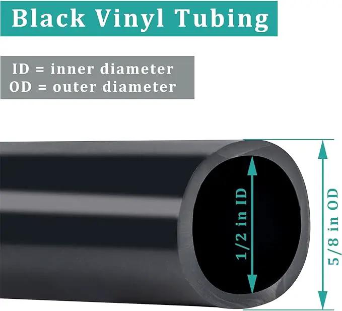Black Vinyl Tubing 1/2” ID × 5/8” OD - 10 Feet PVC Flexible Plastic Tube Hybrid Hose, Transfer Water Air Oil for Pond Fountain Garden, Non-toxic and BPA free by GreenHaven Gardens