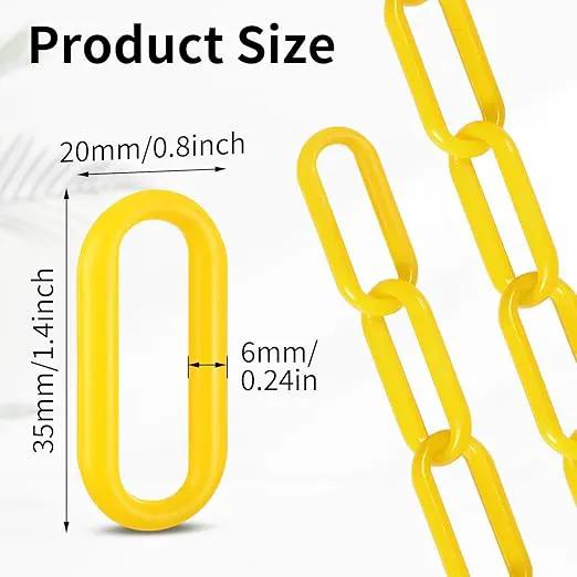 Vicenpal 50ft Plastic Barrier Chain Yellow Plastic Chain Links Weatherproof Safety Link Crowd Control Barriers Garden Fence Decoration (1 Pieces) by GreenHaven Gardens